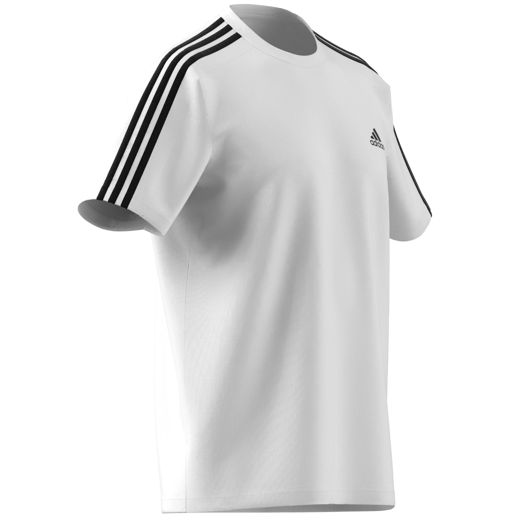 T SHIRT ESSENTIALS SINGLE JERSEY 3 STRIPES WHITE