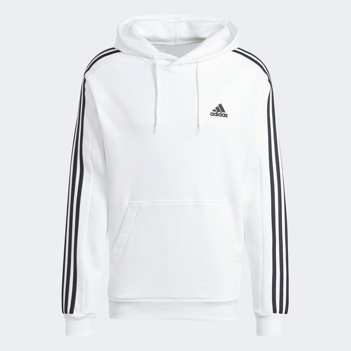 FELPA CON CAPPUCCIO ESSENTIALS ADICOLOR CLASSICS 3 STRIPES WHITE