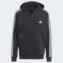 foto FELPA CON CAPPUCCIO ESSENTIALS FRENCH TERRY 3 STRIPES FULL ZIP BLACK